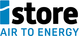 iStore Air to Energy logo in blue and black